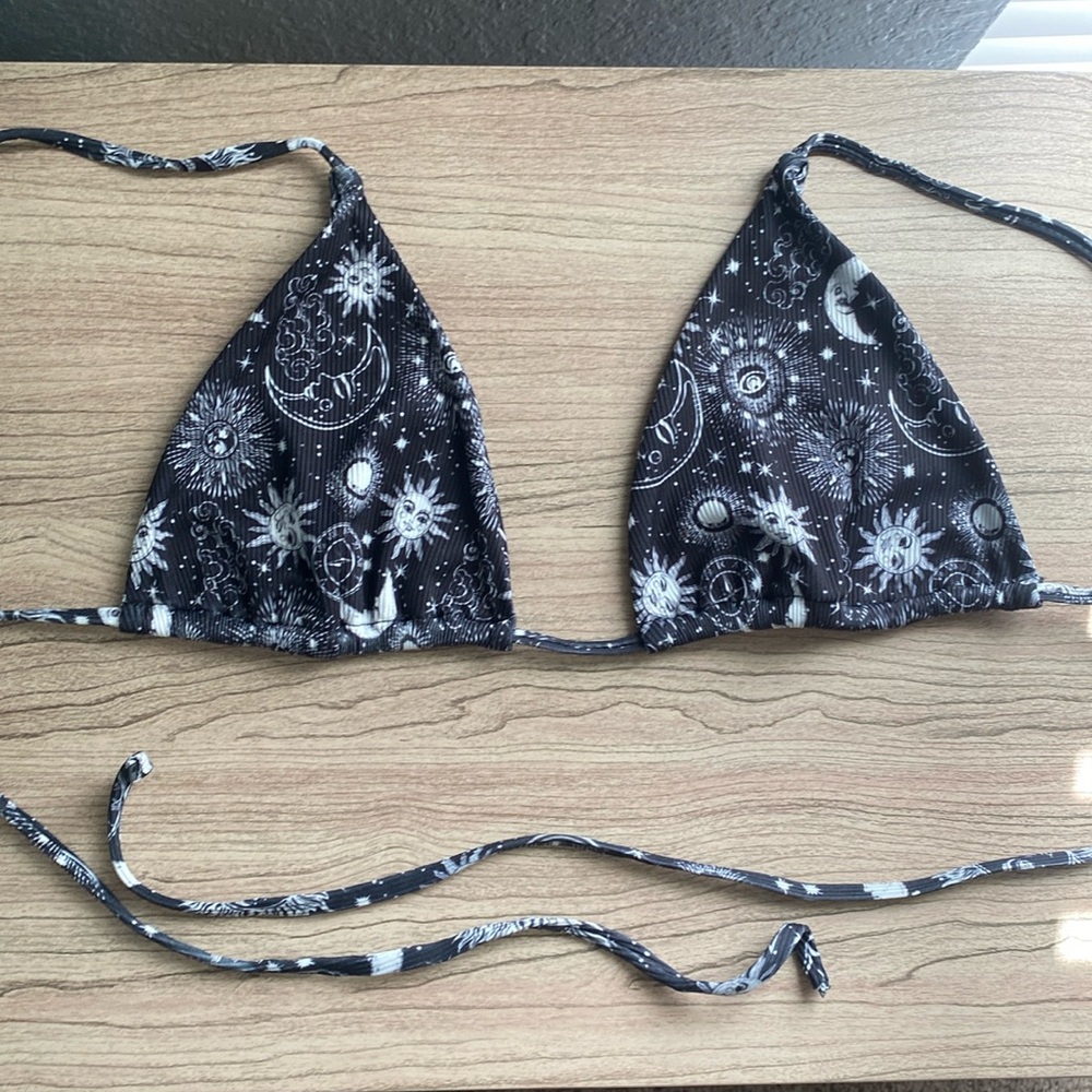 Celestial Black and White Bikini Top
